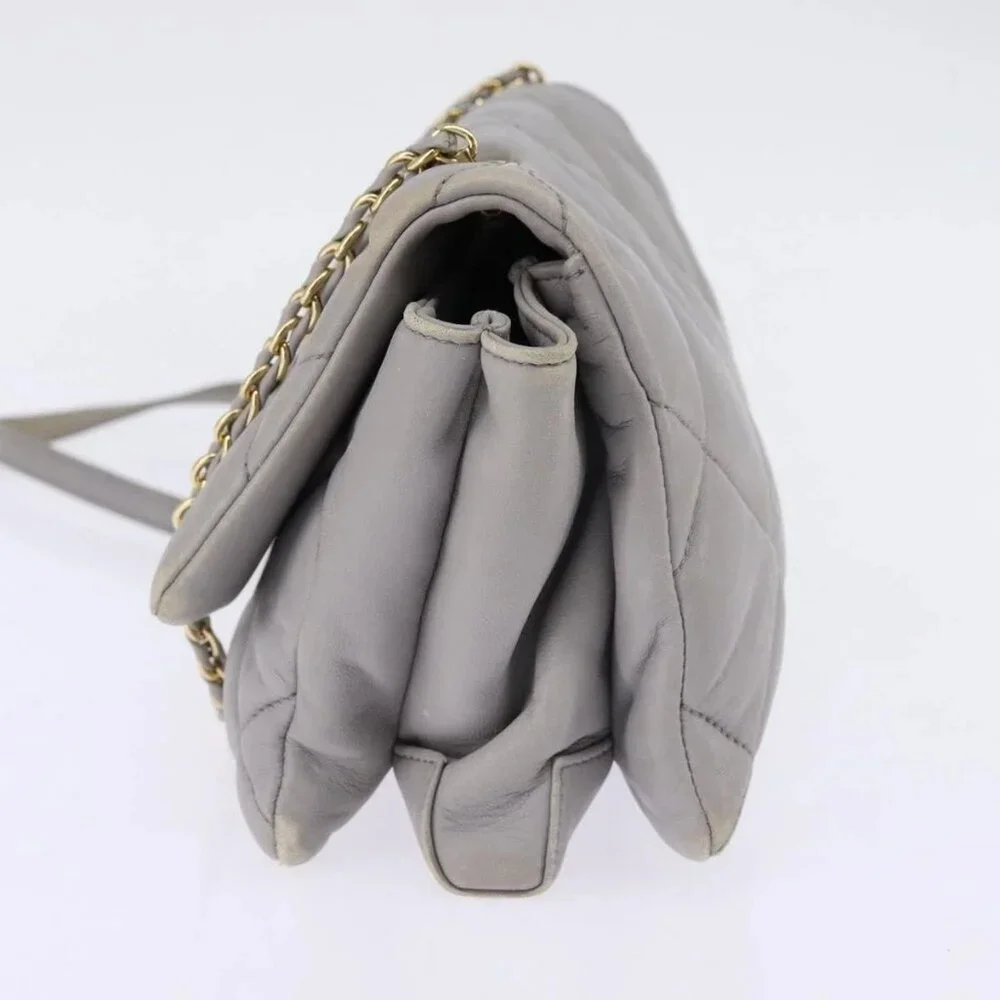 Salvatore Ferragamo Chain Vala Shoulder Bag Leather Gray Gold Auth 147515 - Picture 5 of 16